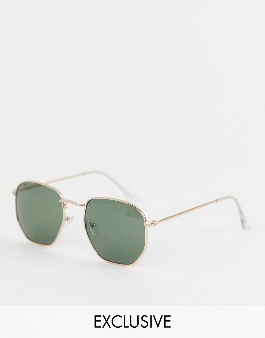 Reclaimed Vintage Inspired round sunglasses in gold exclusive to ASOS