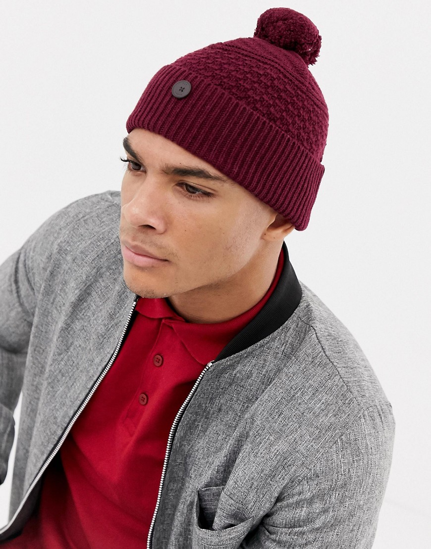 Ted Baker Multhat bobble beanie with multi stitch