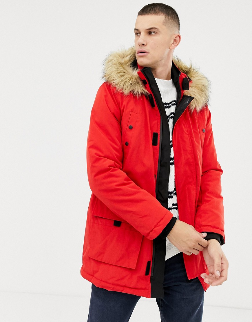 New Look parka jacket in bright red