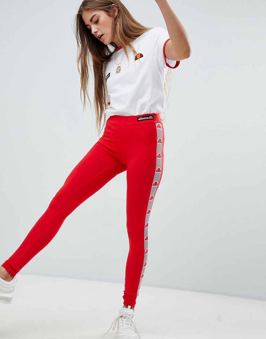 Ellesse Leggings With Logo Taping - Red