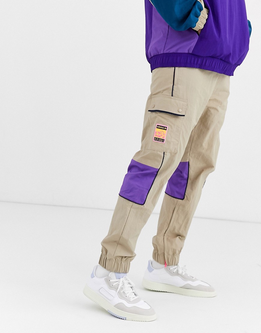 adidas Originals adiplore joggers with cargo pockets in khaki