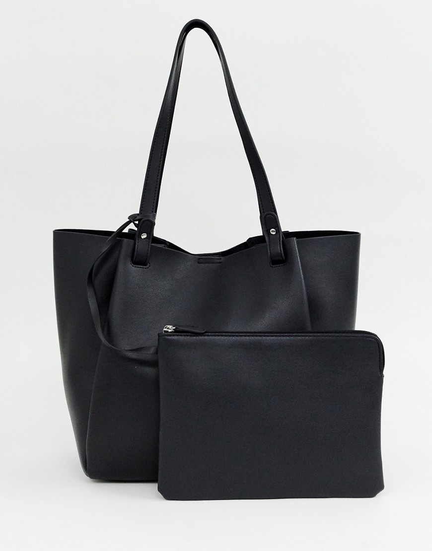 ASOS DESIGN bonded shopper bag with removable tablet case