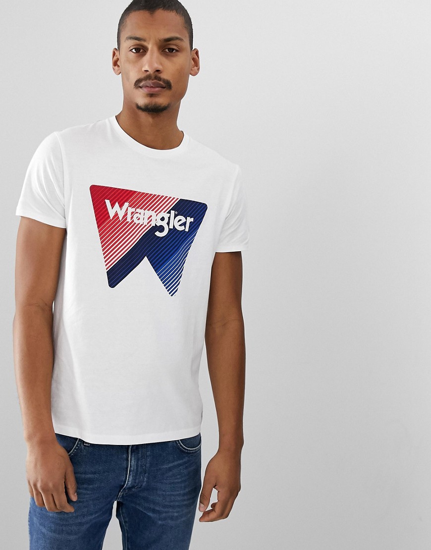 Wrangler large box logo crew neck t-shirt in white