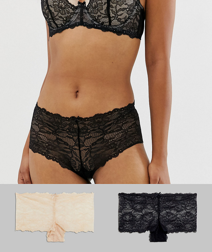 Dorina Layla lace hipster brief in black and beige