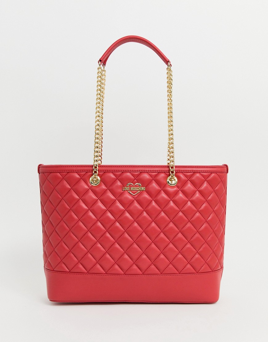Love Moschino quilted shopper bag in red