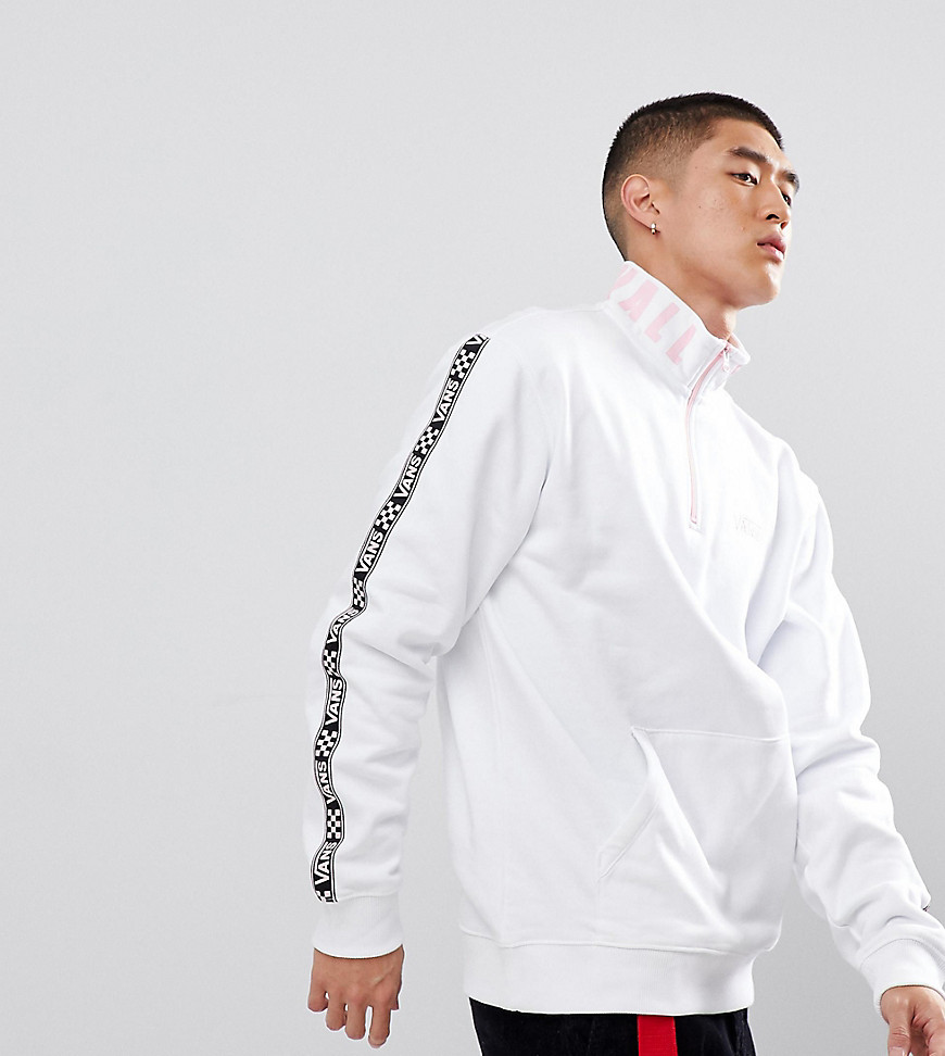 Vans half-zip tape sweatshirt in white Exclusive at ASOS - White