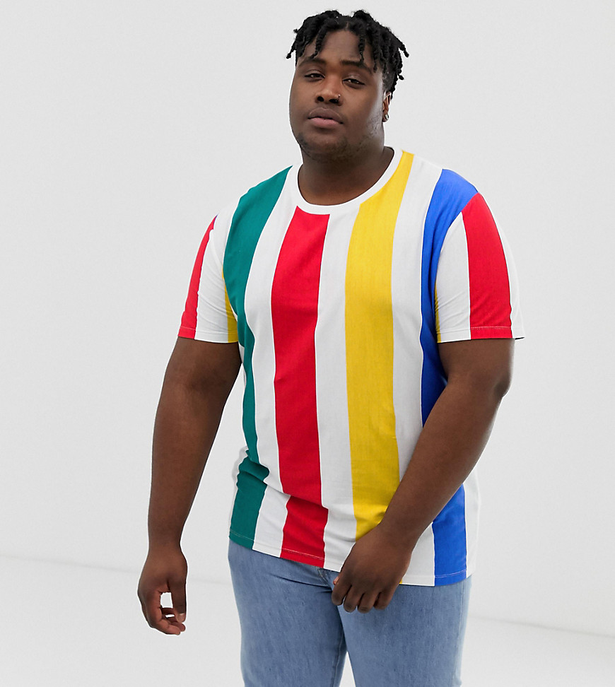 ASOS DESIGN Plus relaxed t-shirt with thick vertical rainbow stripe