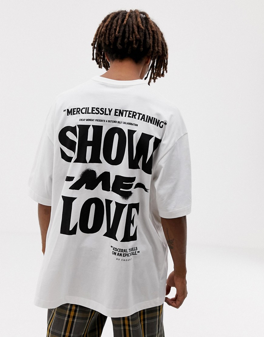 Cheap Monday Oversized T-Shirt In White With Back Print