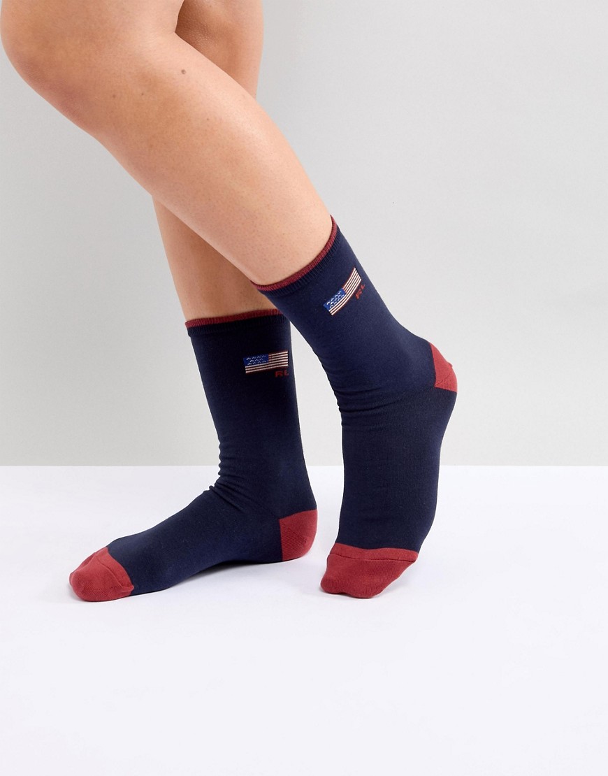Polo Ralph Lauren Flag Logo Ankle Socks - Navy