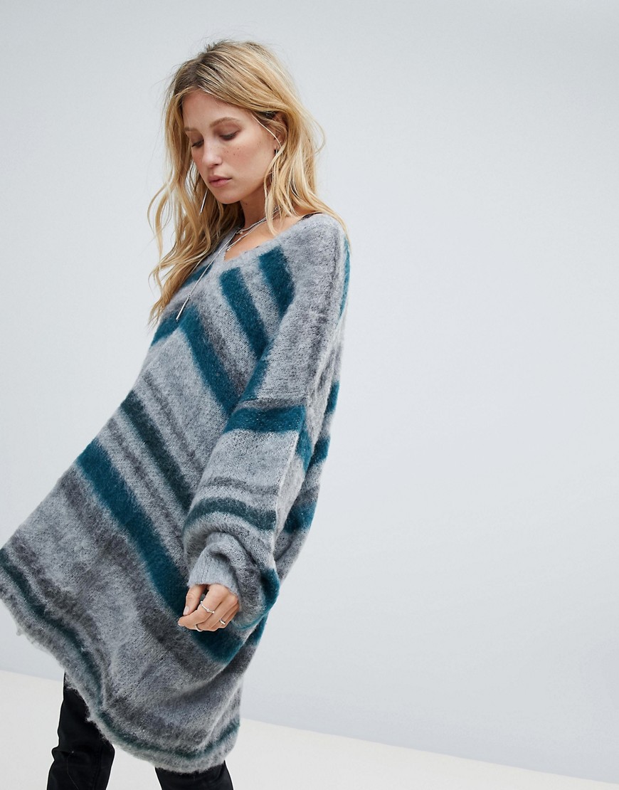 Religion oversized drapey jumper in stripe - Blue and brown