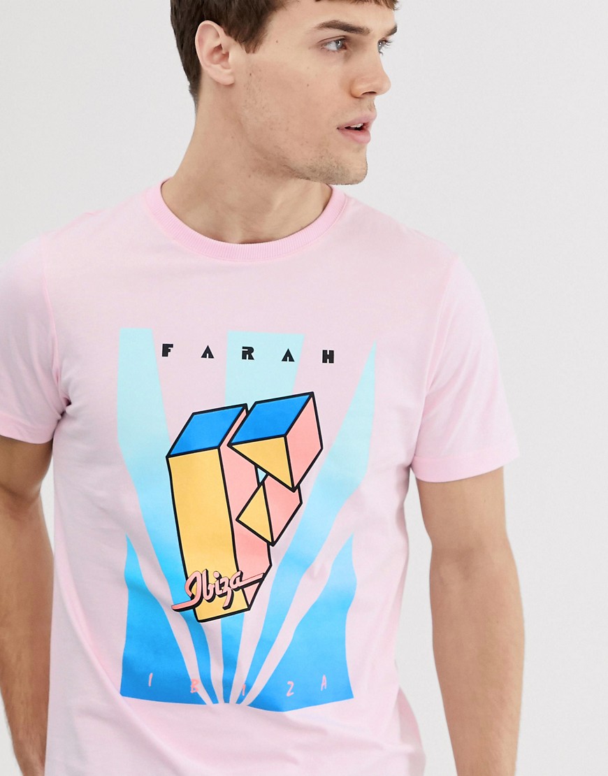 Farah Harper slim fit graphic t-shirt in pink