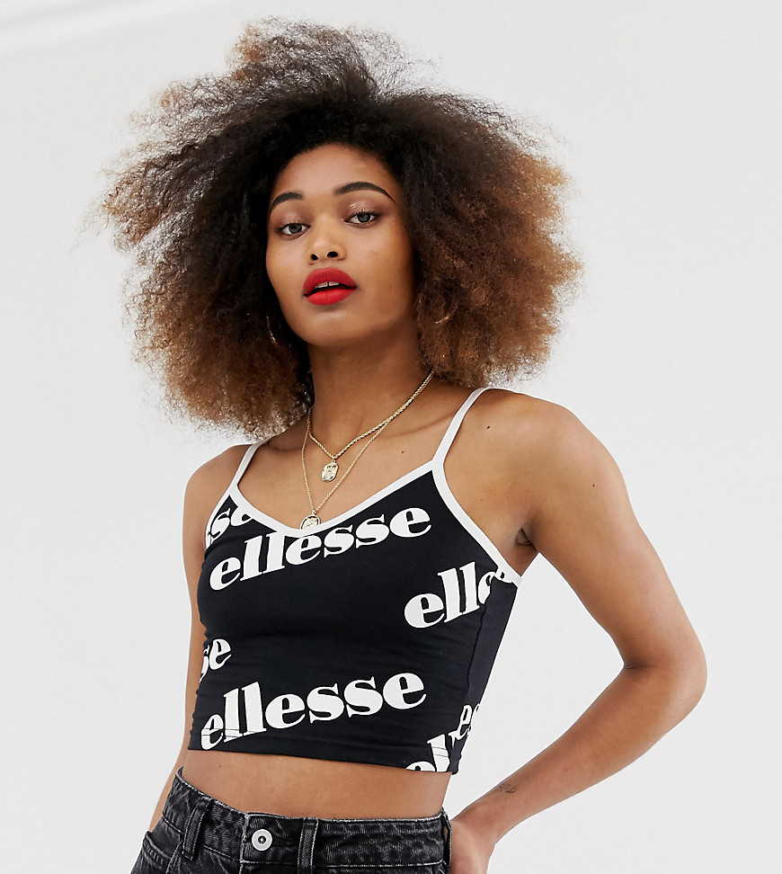 Ellesse cami crop top with all over logo