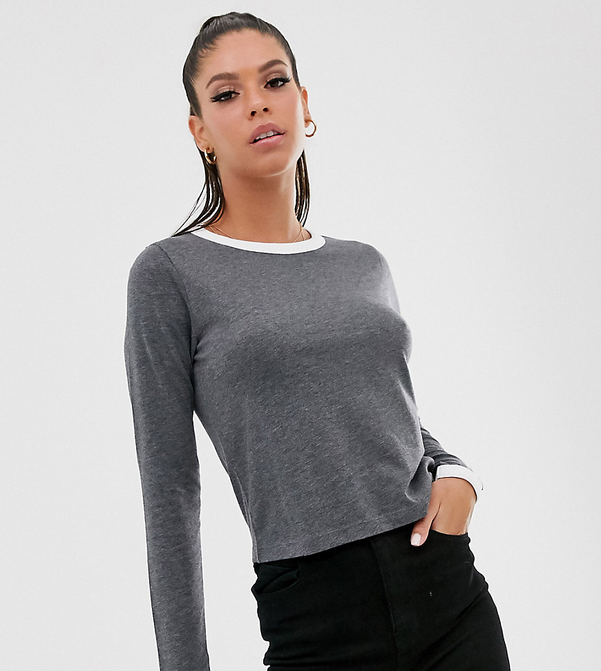 Brave Soul Tall eloise long sleeve t shirt with contrast trim
