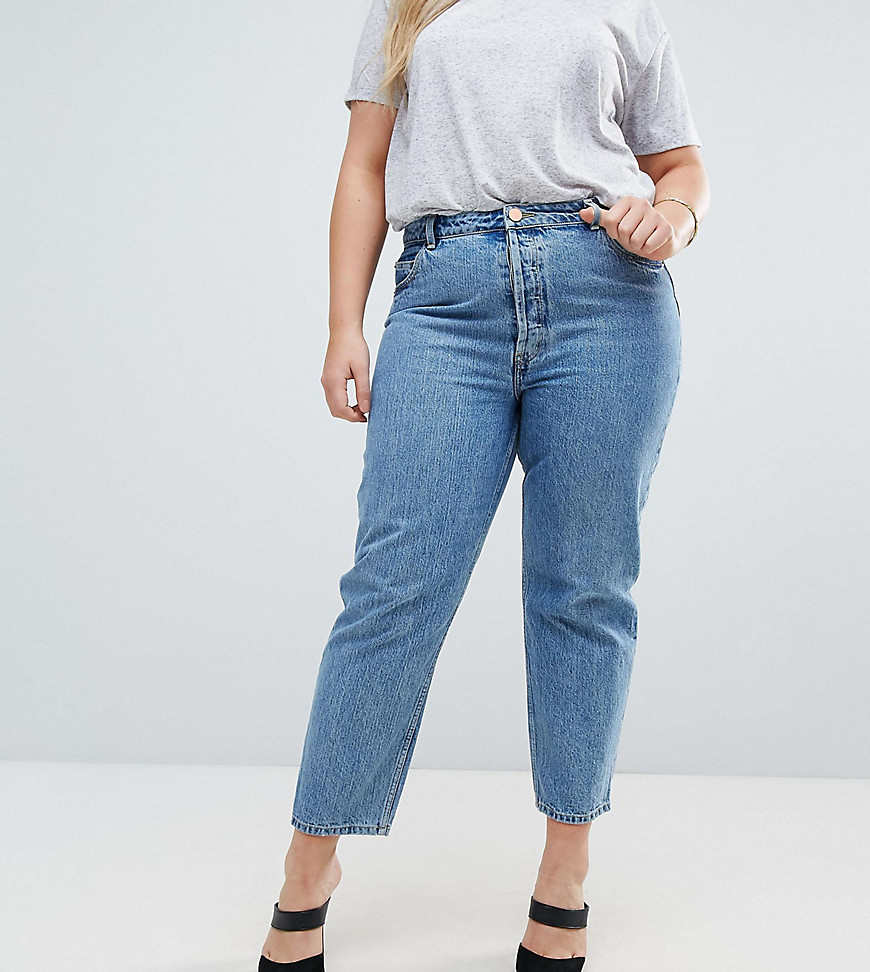 ASOS DESIGN Curve Recycled Florence authentic straight leg jeans in vintage blue wash