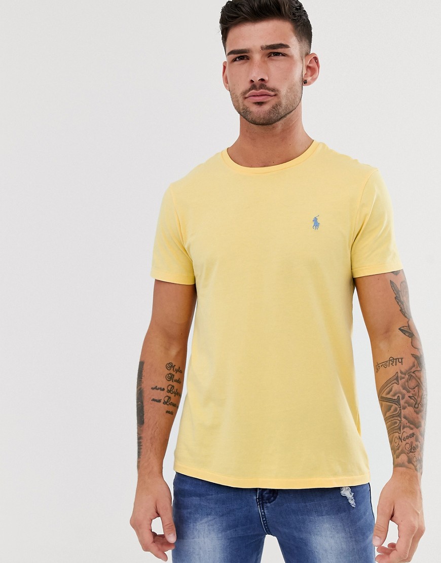 Polo Ralph Lauren icon logo washed out t-shirt custom regular fit in yellow
