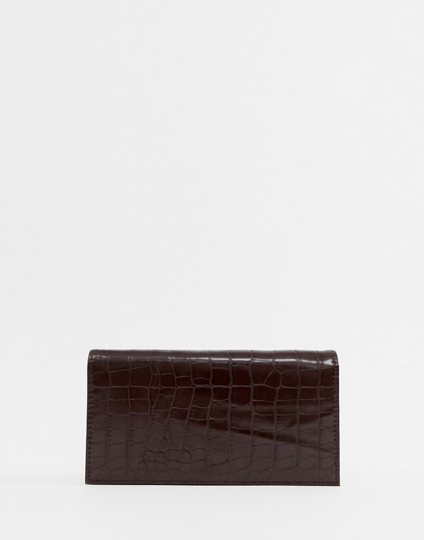 ASOS DESIGN croc effect foldover purse