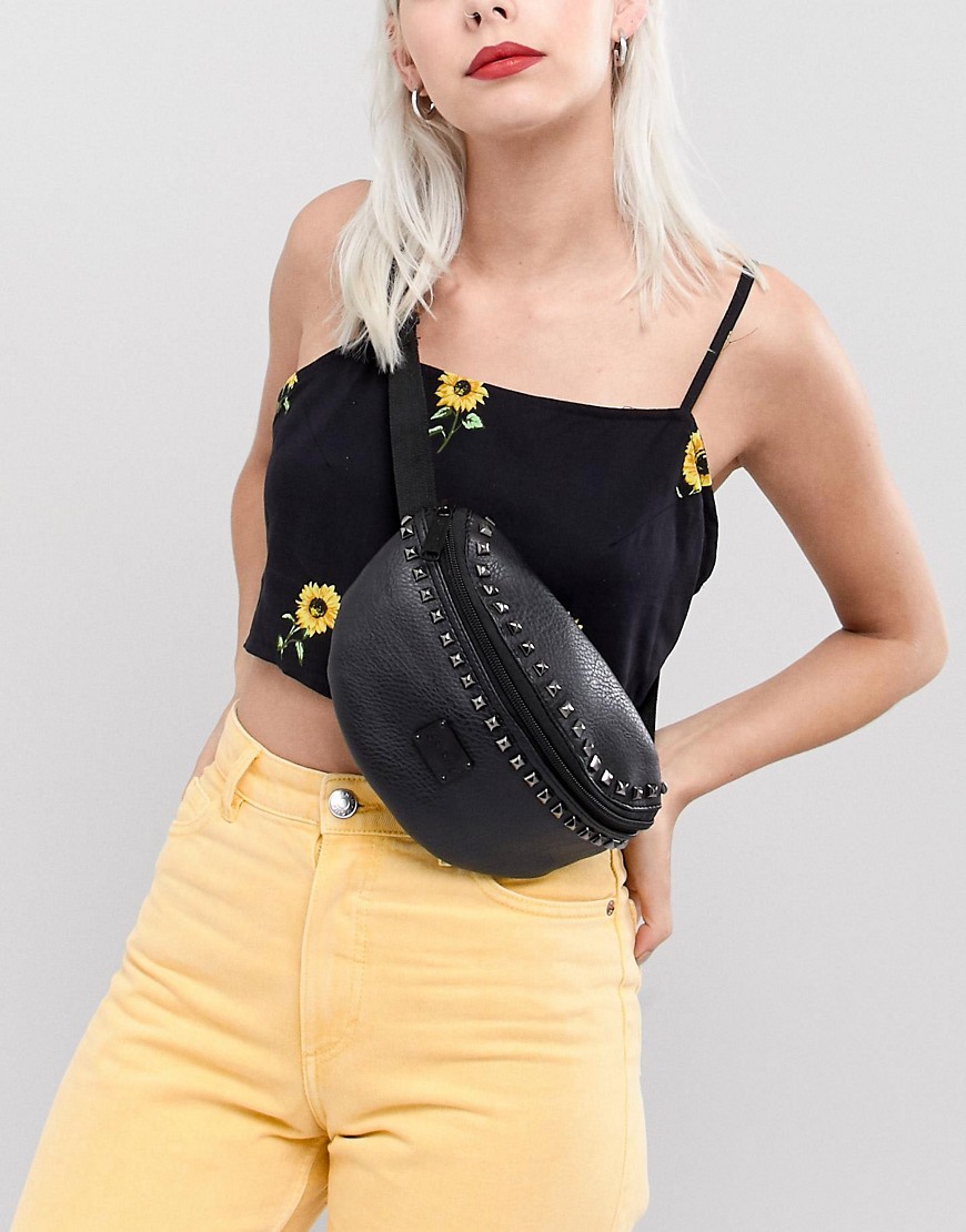 Spiral Studded Faux Leather Bum Bag
