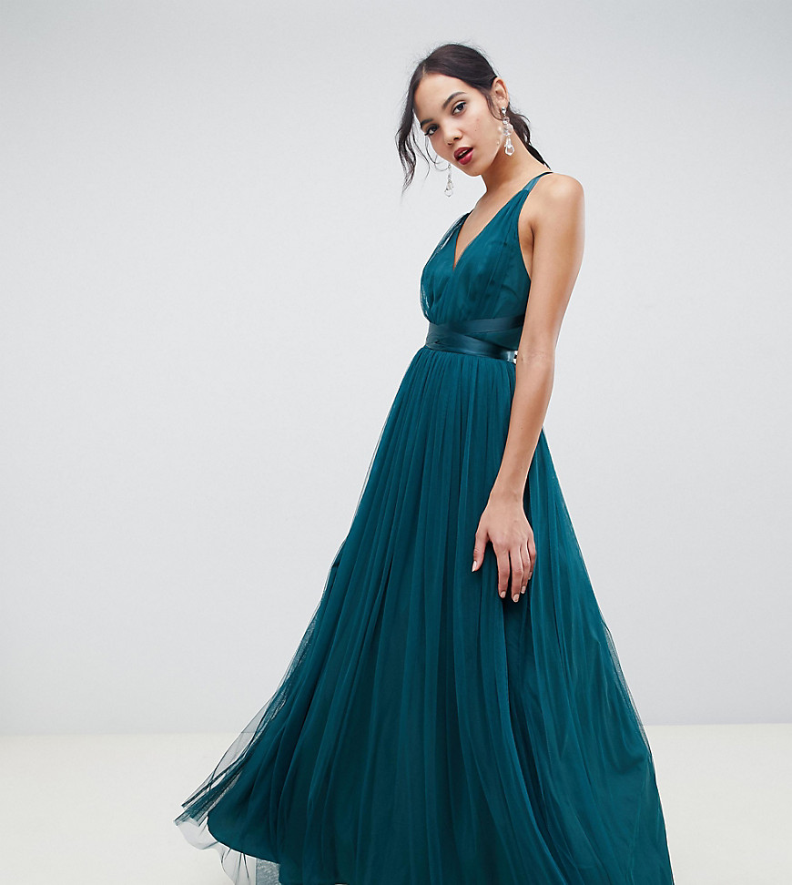ASOS DESIGN Tall Premium Tulle Maxi Prom Dress With Ribbon Ties