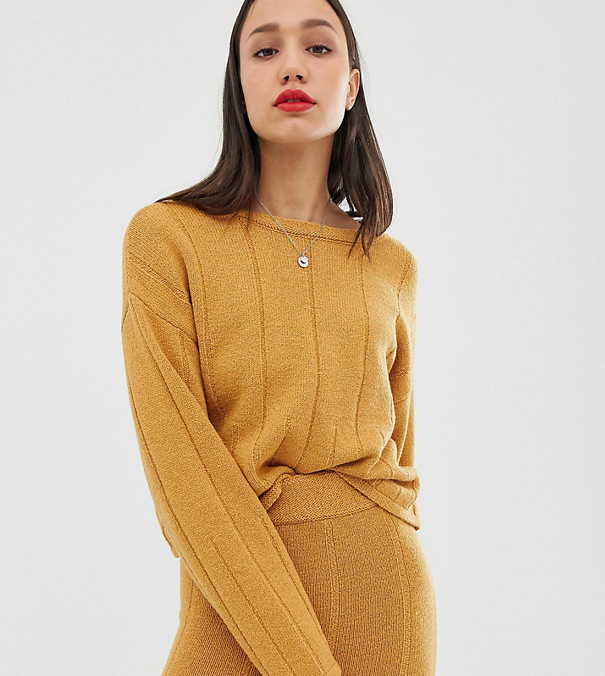 ASOS DESIGN Tall eco co-ord slash neck jumper with varied ribs