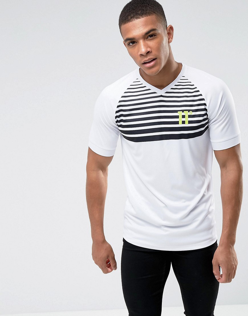 11 Degrees T-Shirt In White With Stripes - White