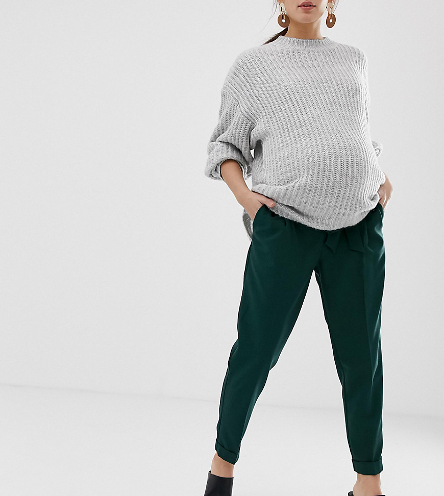 ASOS DESIGN Maternity woven peg trousers with obi tie