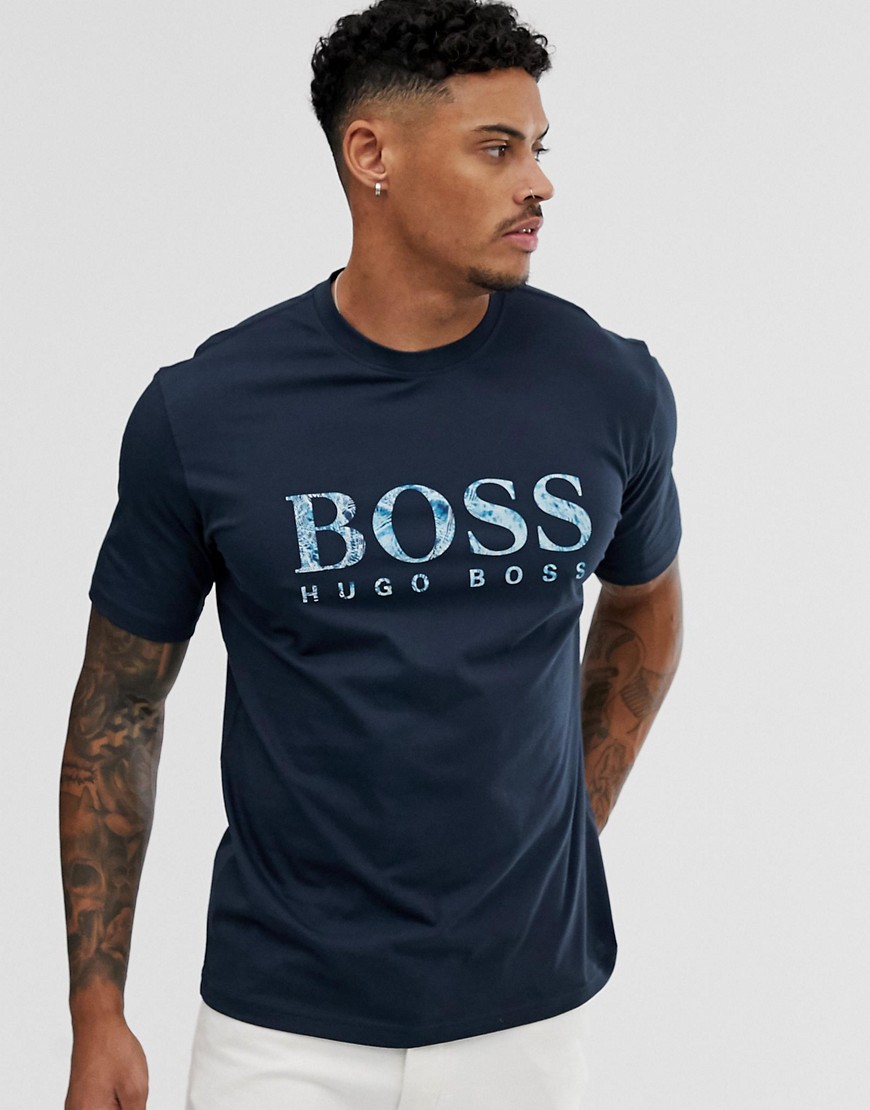 BOSS Teecher 4 large logo t-shirt in navy