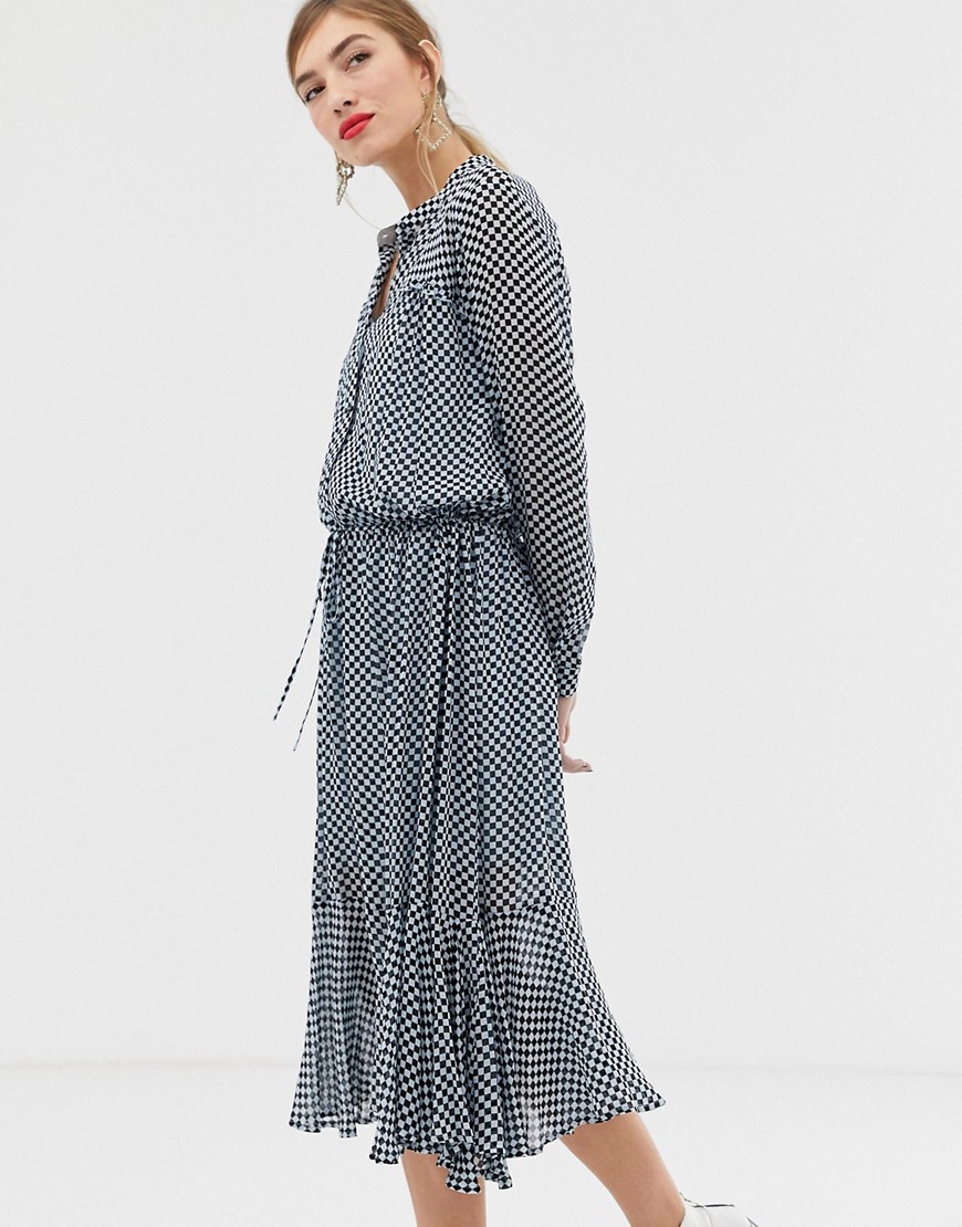 Custommade Cilje maxi dress in checkerboard print