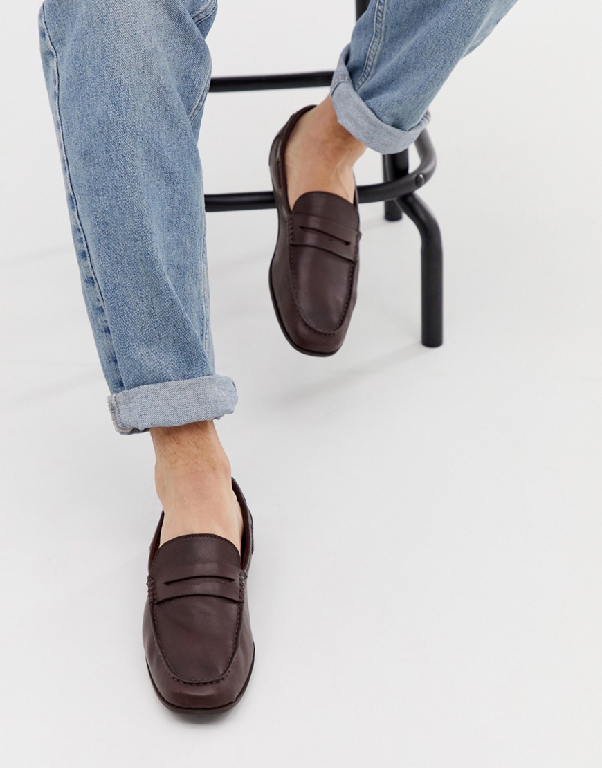 Silver Street leather saddle loafer in brown