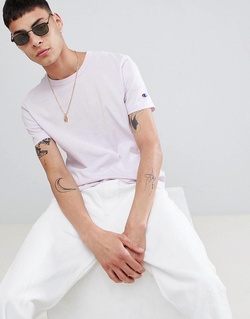 Champion reverse weave t-shirt with small logo in lilac - Purple