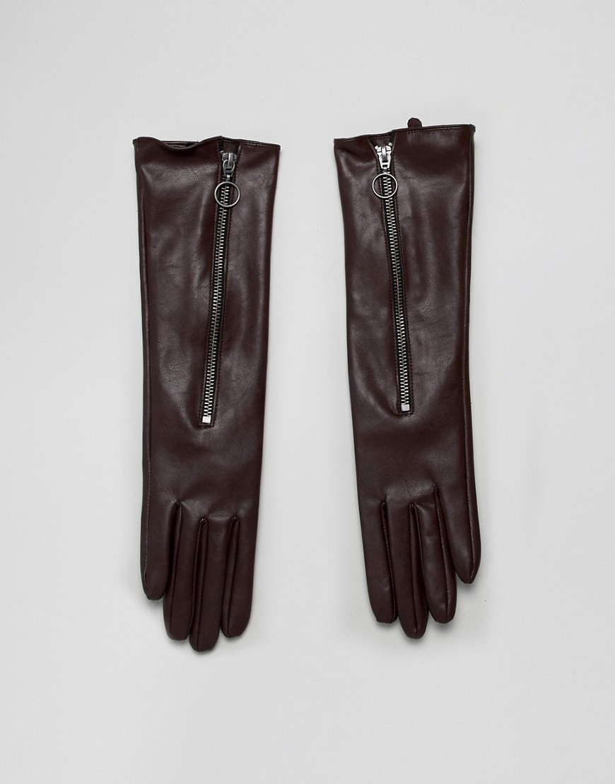 ASOS DESIGN long glove in brown