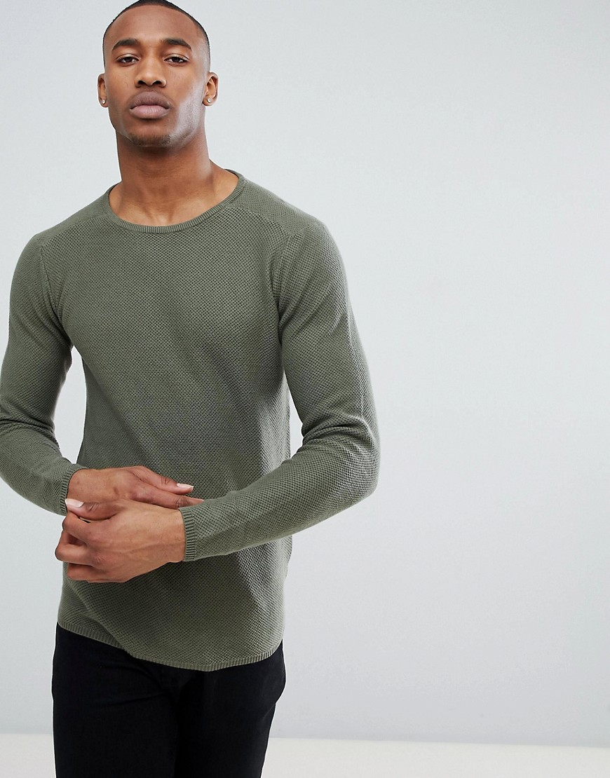Troy Textured Jumper With Crew Neck - Green