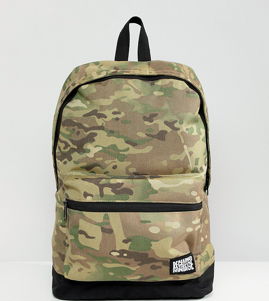 Reclaimed Vintage inspired camo backpack
