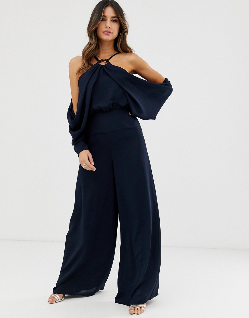 ASOS EDITION drape sleeve jumpsuit with ring detail