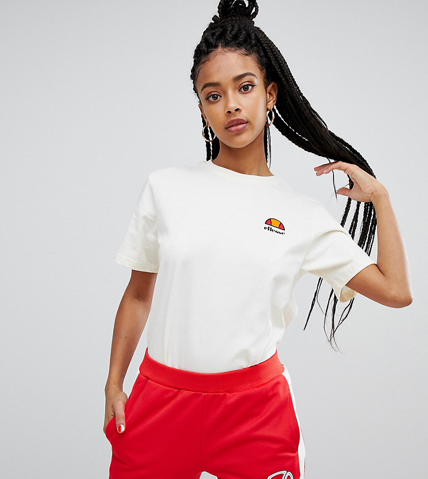 Ellesse Oversized Boyfriend T-Shirt With Washed Out Logo - Cream
