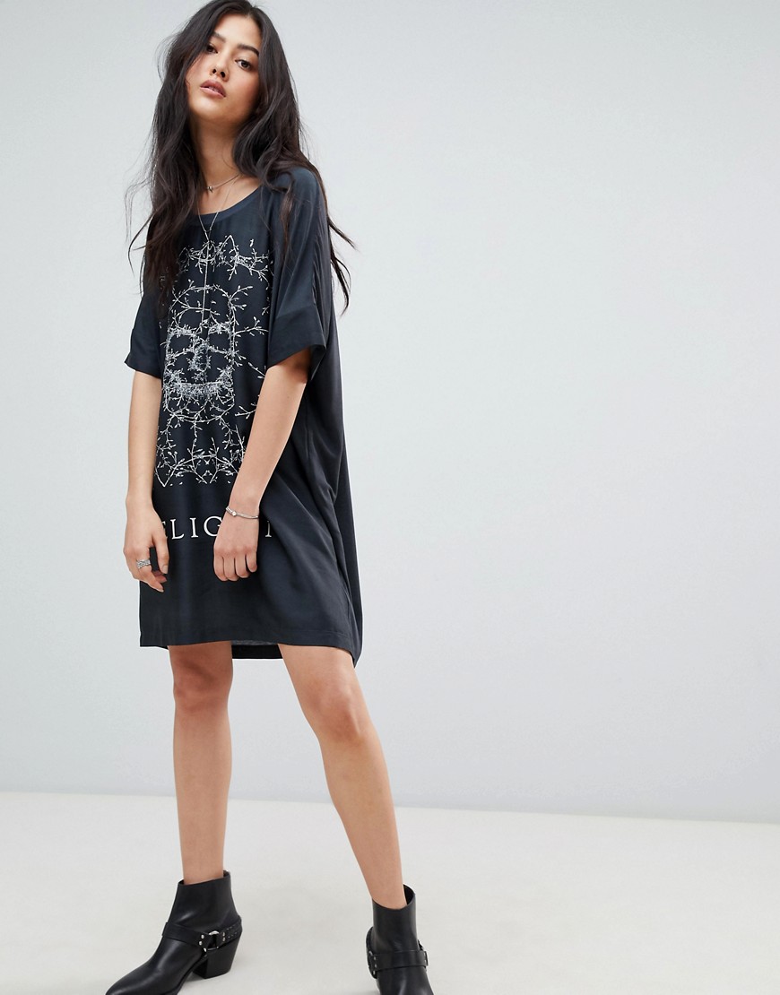 Religion Immortal Dress in Root Graphic Print - Black