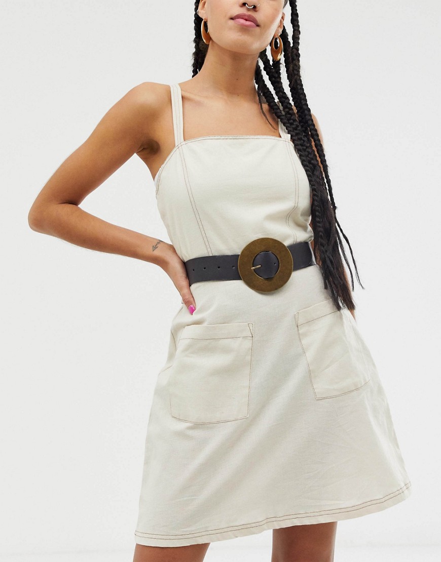 Retro Luxe Circle buckle leather waist belt