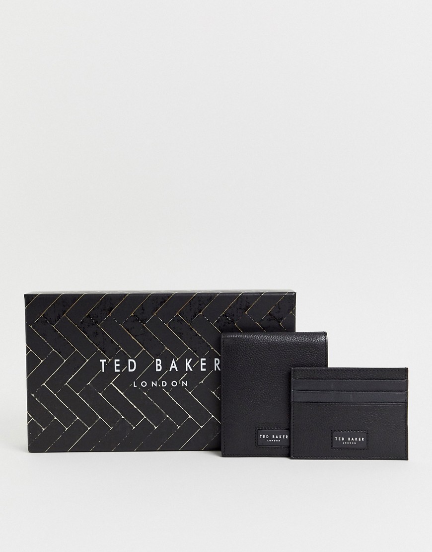 Ted Baker Grenada Leather Wallet And Card Holder Gift Set In Black