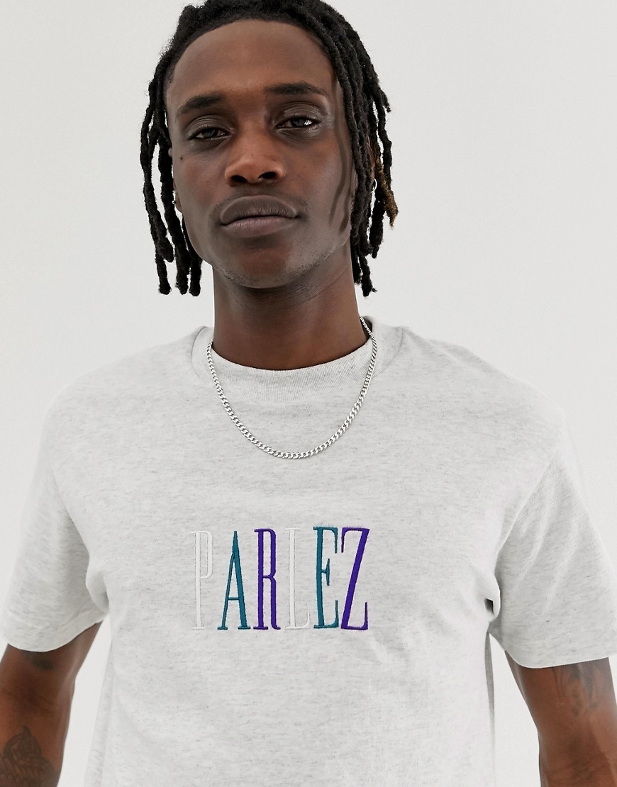 Parlez Anderson t-shirt with embroidered multi colour logo in grey