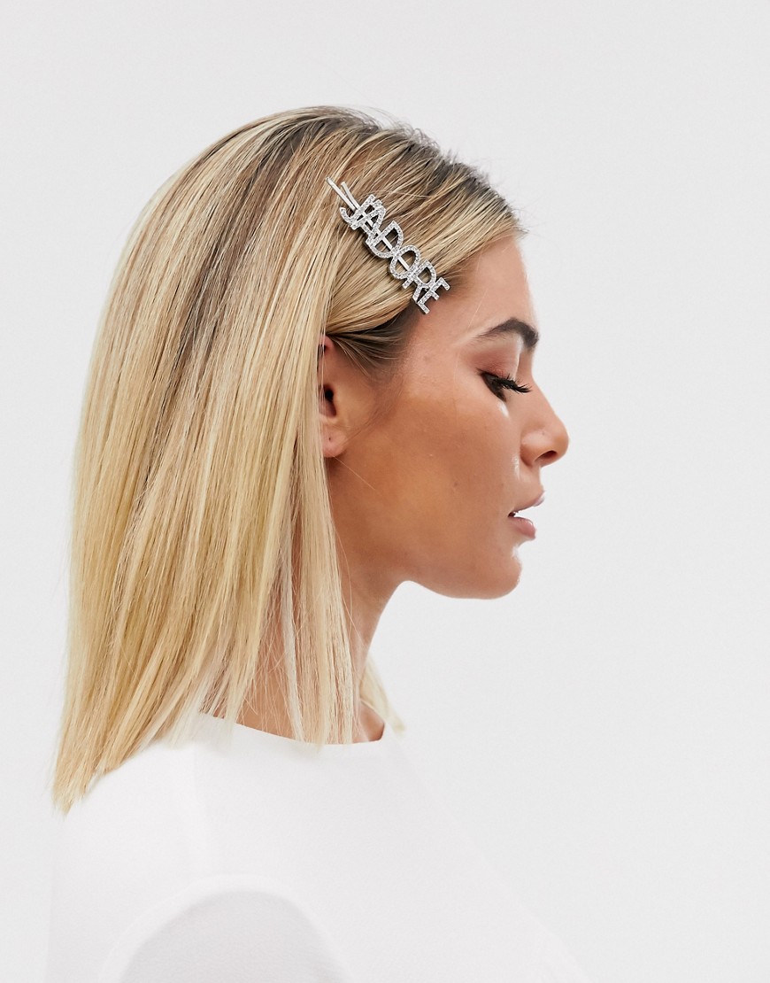 ASOS DESIGN hair clip with crystal j'adore