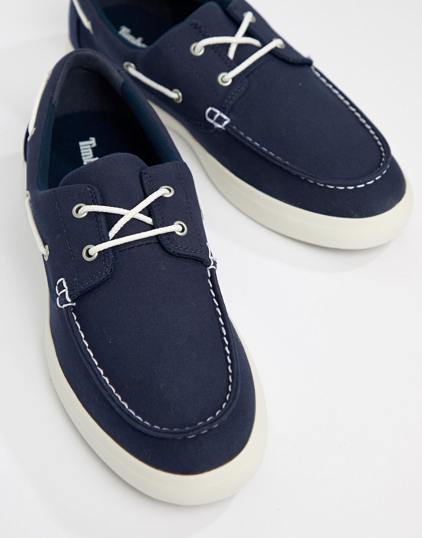 Timberland Newport boat shoes in navy canvas - Navy