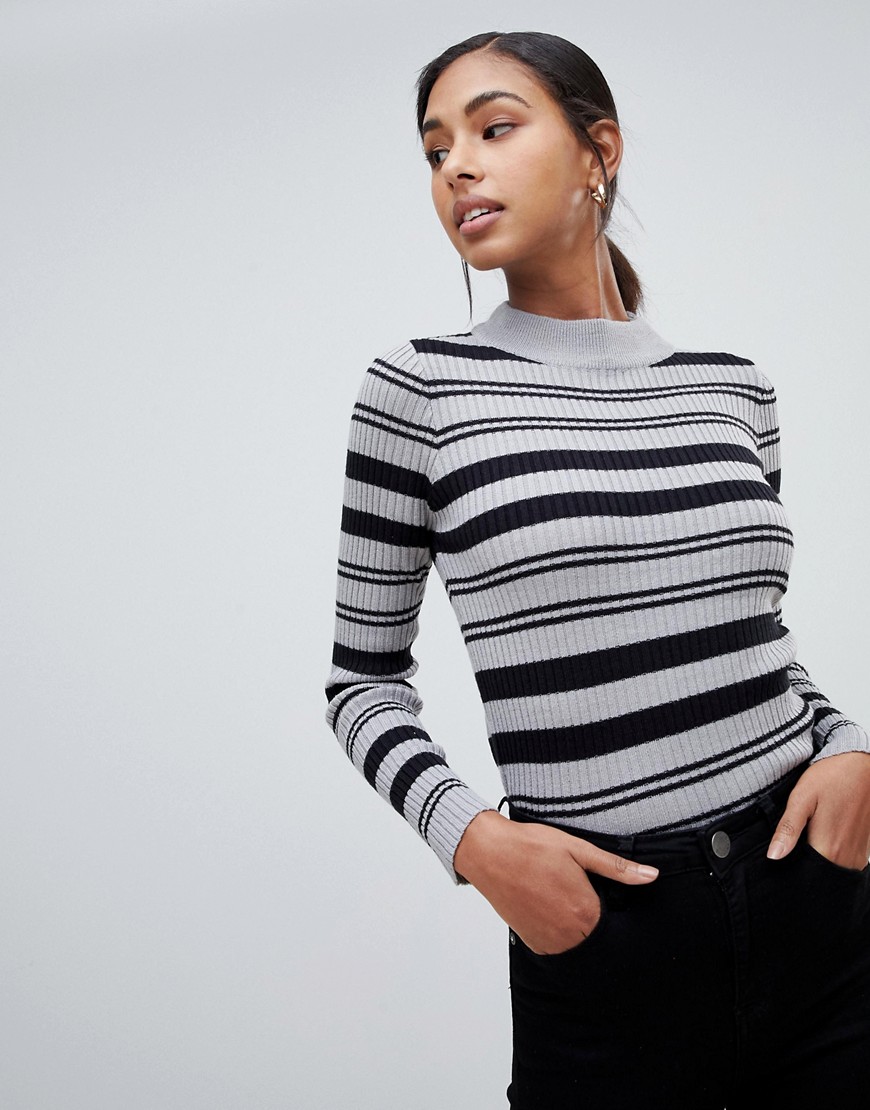 Brave Soul knitted jumper with funnel collar