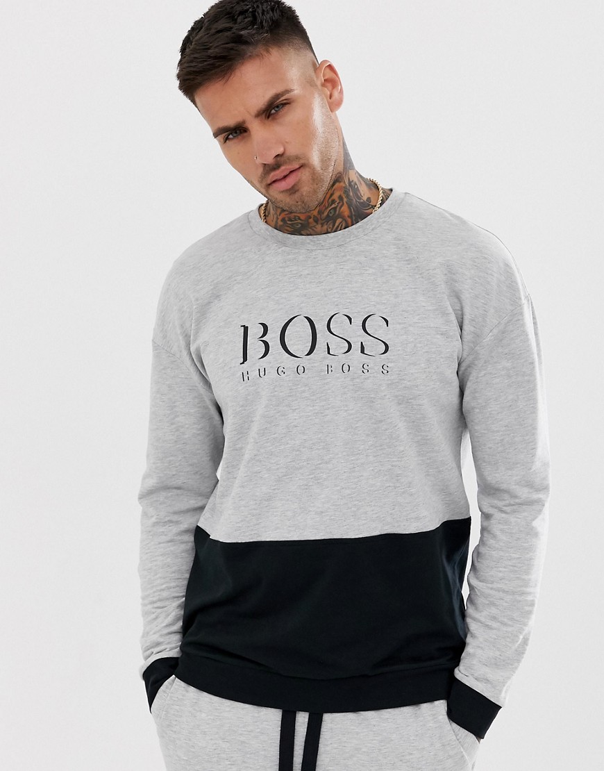 BOSS bodywear Authentic logo crew neck sweat in grey