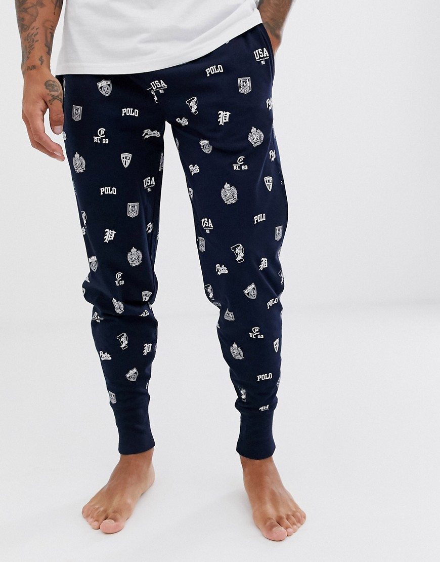 Polo Ralph Lauren lounge jogger in navy with all over player logo print