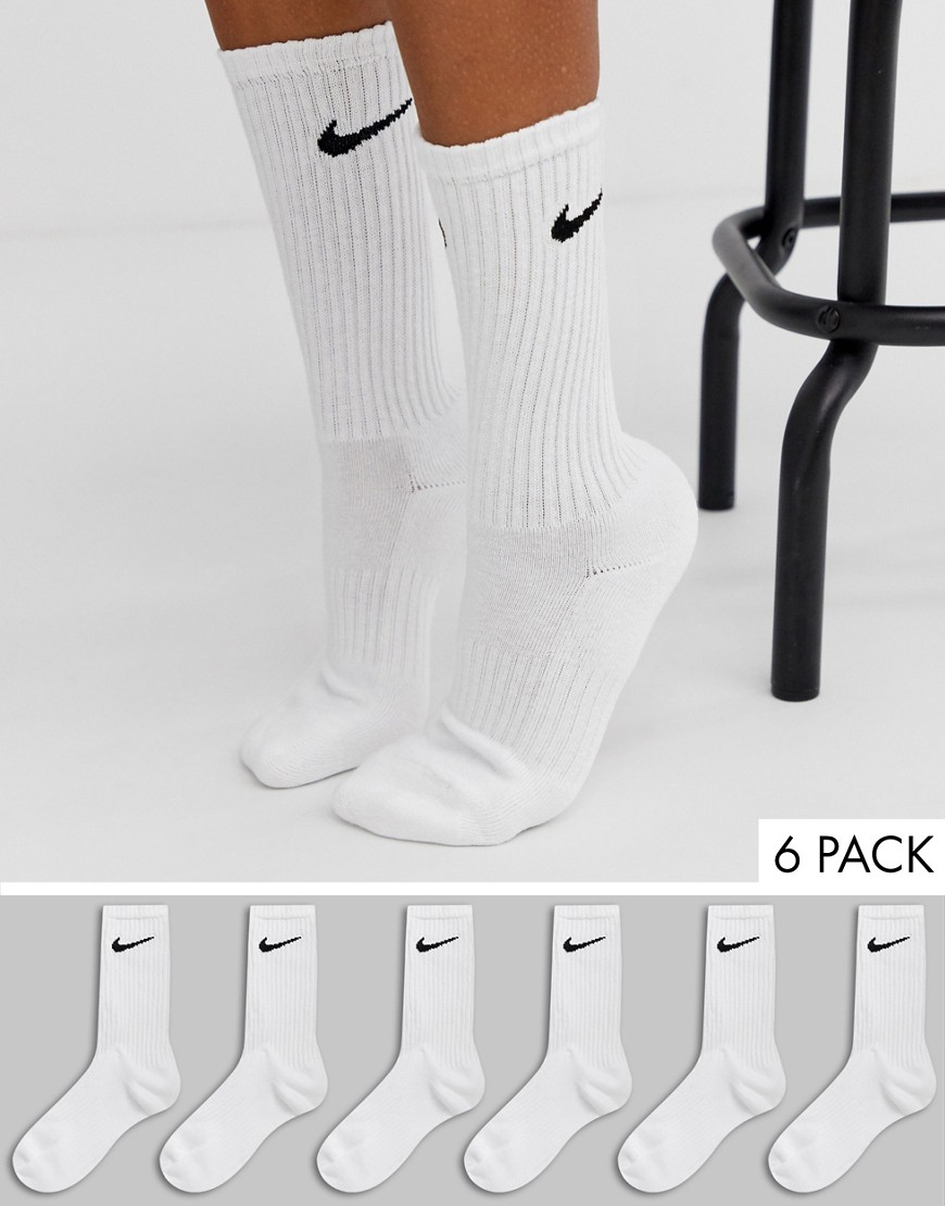 Nike White 6 Pack Crew Socks