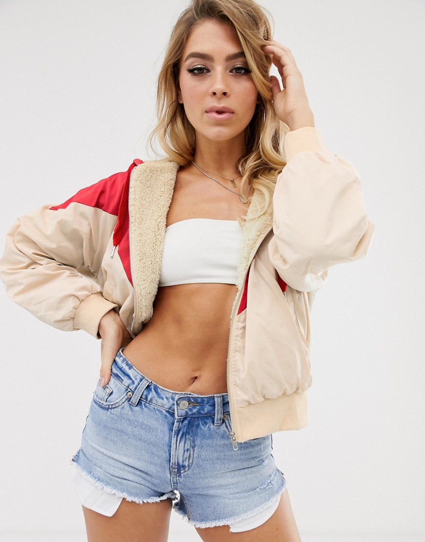 In The Style shearling lined bomber jacket