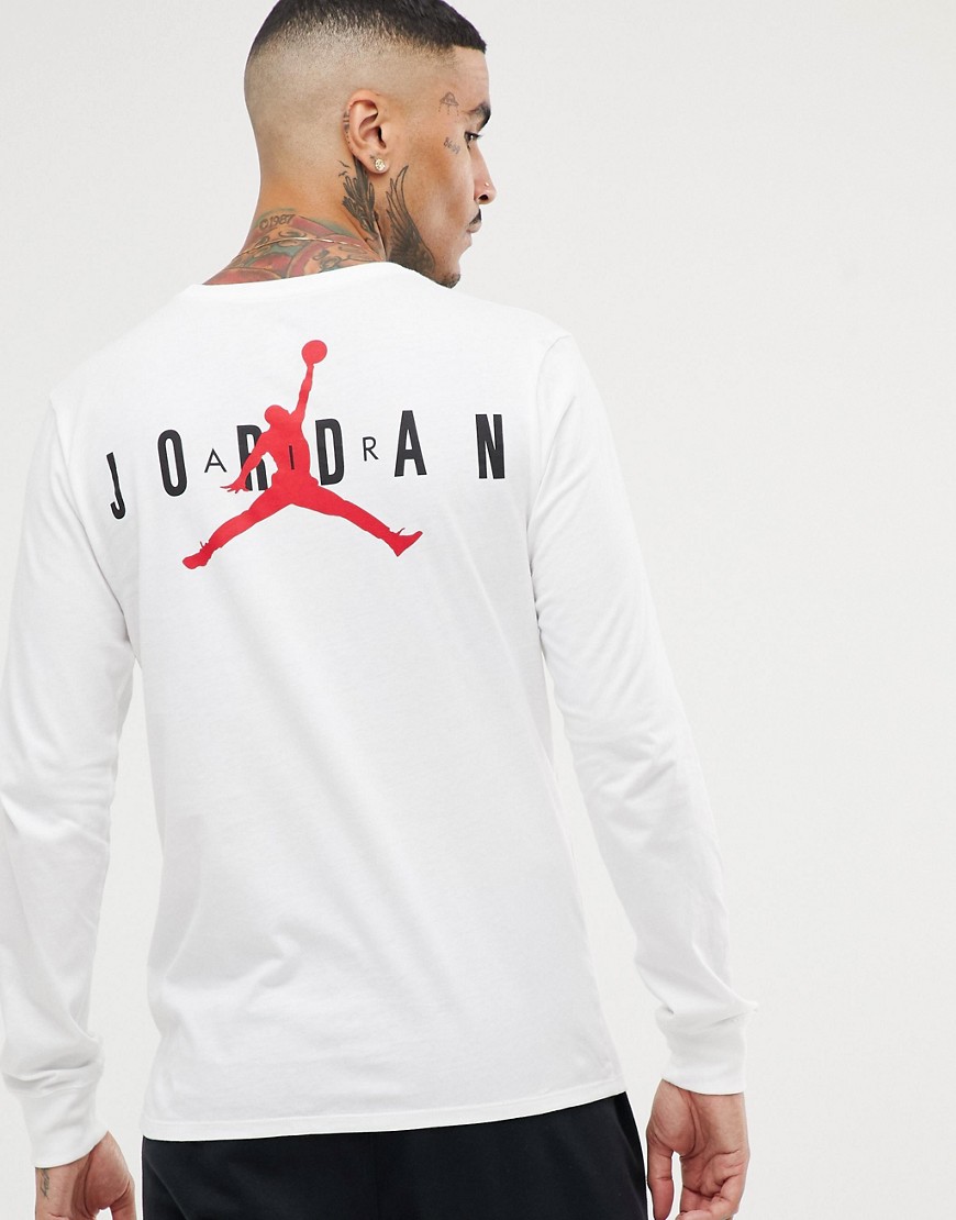Nike Jordan Logo Long Sleeve T-Shirt In White AA7754-100 - White
