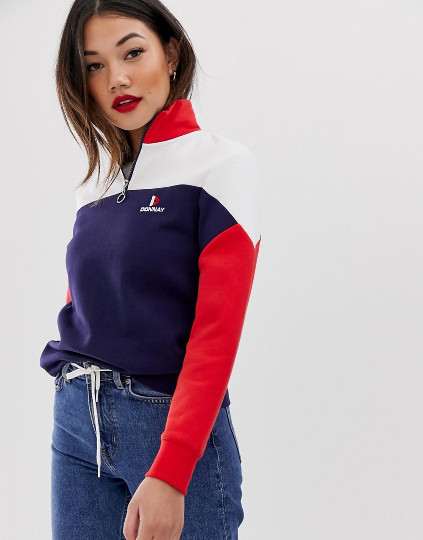 Donnay cut and sew funnel neck sweater