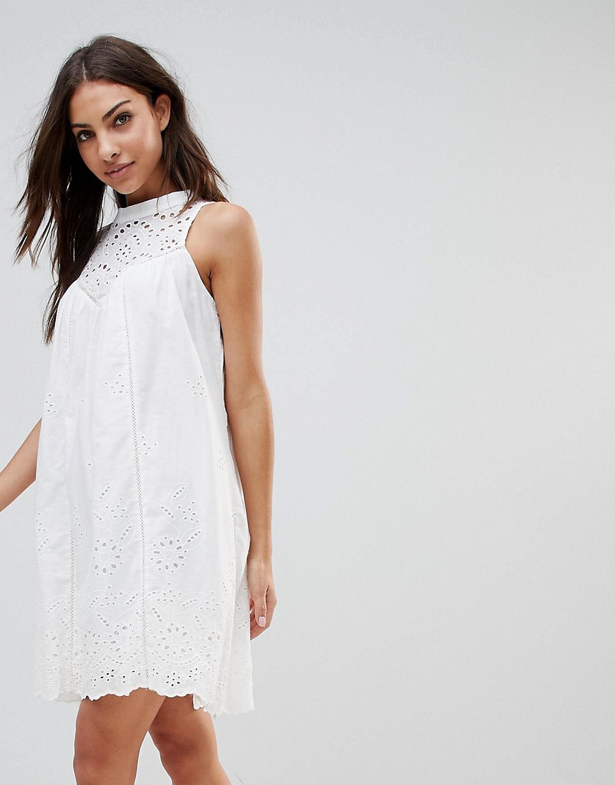 The English Factory Crochet Bib Shift Dress - Off white