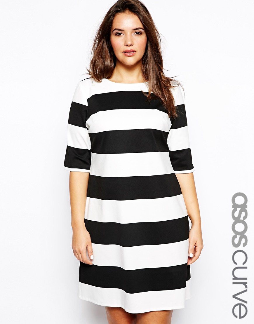 ASOS Curve | ASOS CURVE Exclusive Shift Dress In Wide Stripe at ASOS