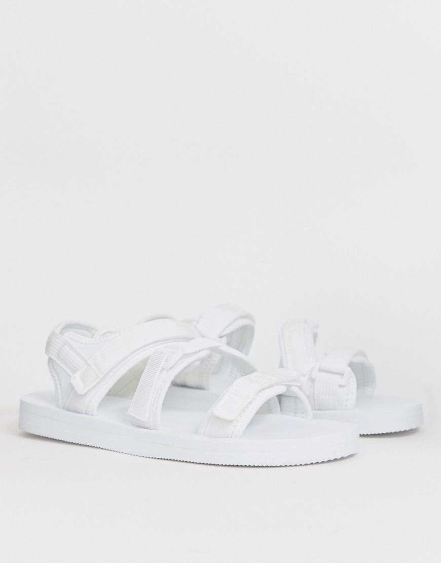 ASOS DESIGN tech sandals in white with tape straps